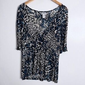 Chico's Travelers Wrap Top‎ Dolman Sleeves Black Beige Large Chico's 2